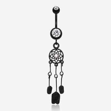 Blackline Dreamcatcher Belly Button Ring-Black